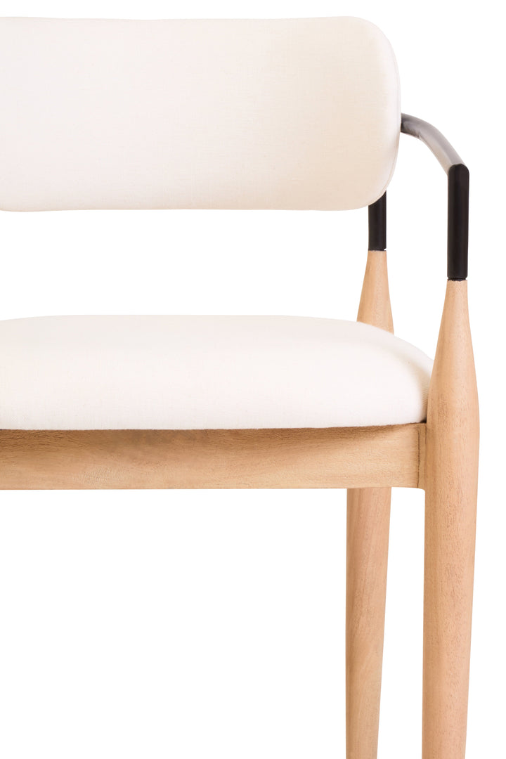 Persolo Textured Fabric Dining Chair with Black Iron & Wood Frame