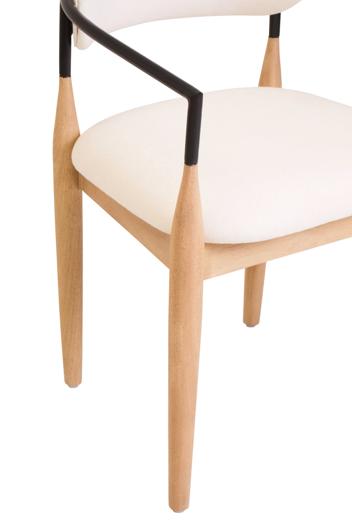 Persolo Textured Fabric Dining Chair with Black Iron & Wood Frame