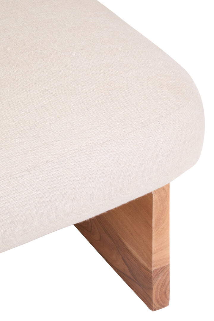Verdeon Footstool – Linen Texture with Wood Base
