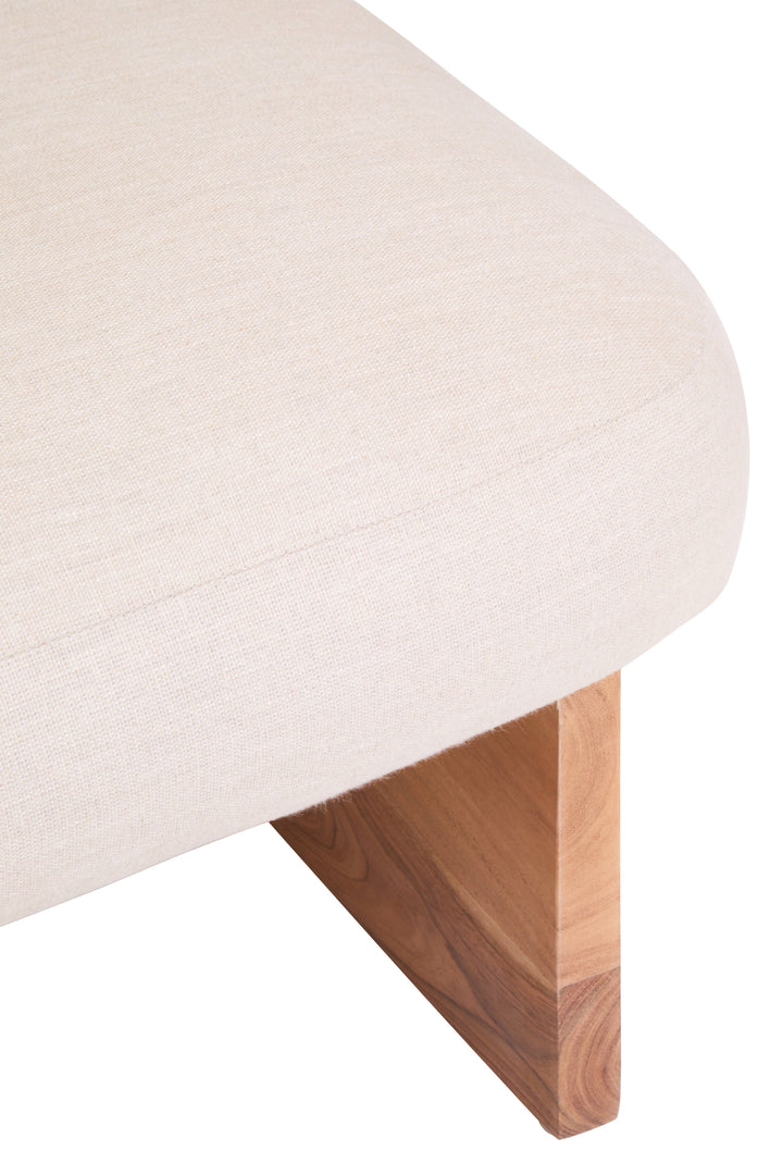 Parova Linen Footstool with Wooden Base