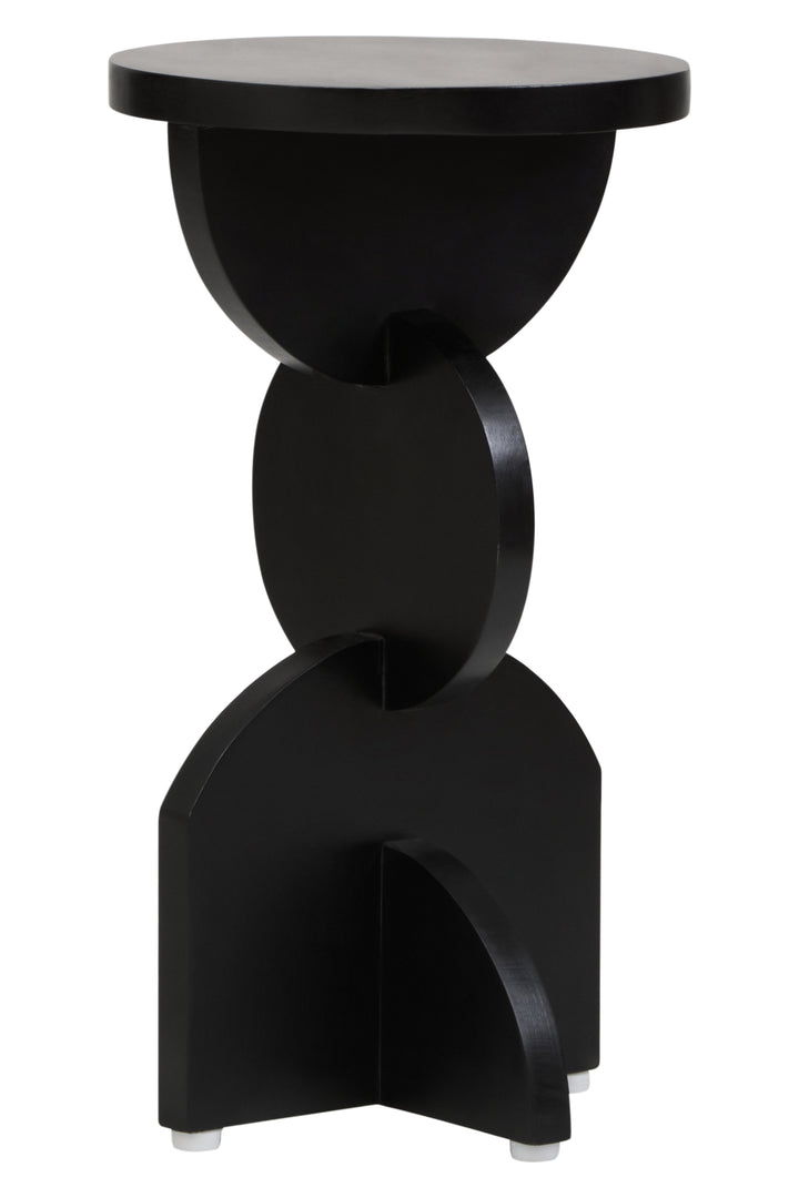 Walsa Side Table in Black Mango Wood with Abstract Design
