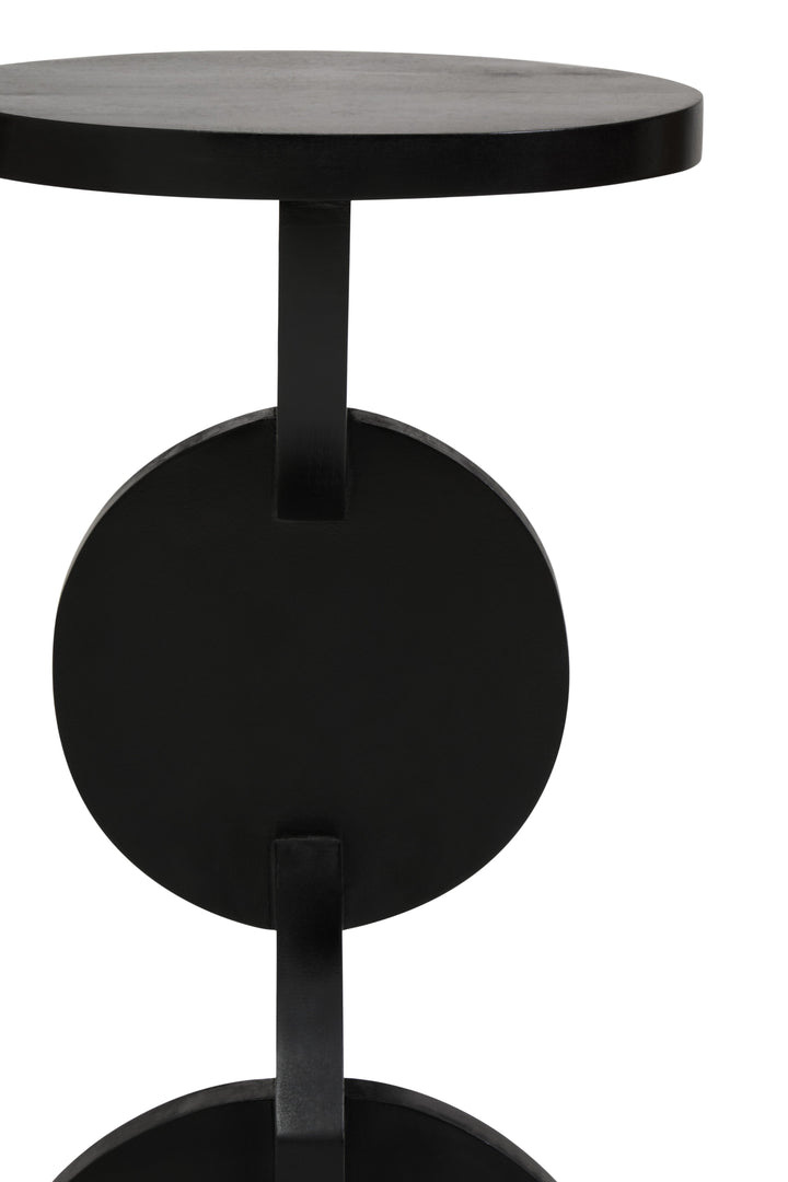 Walsa Side Table in Black Mango Wood with Abstract Design