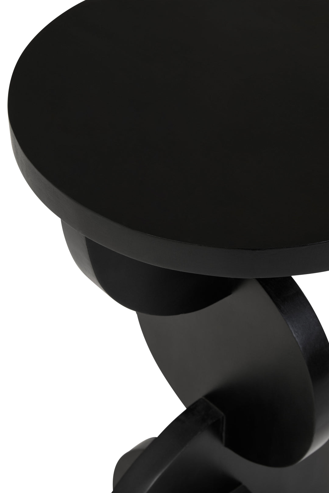 Walsa Side Table in Black Mango Wood with Abstract Design