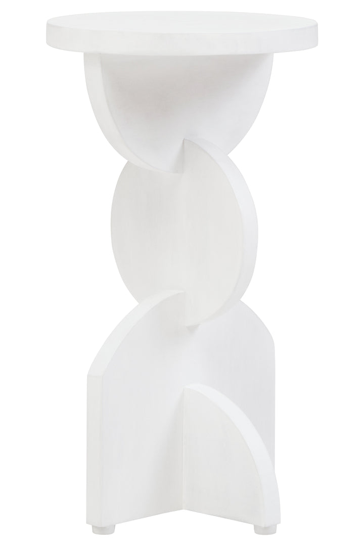 Walsa Side Table in Whitewash Mango Wood with Abstract Design