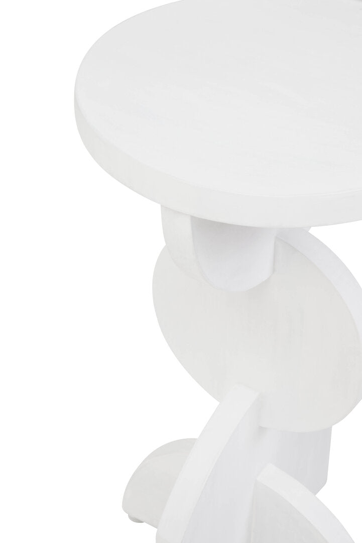 Knutsford Whitewash Mango Wood Abstract Side Table – Sculptural Accent Table