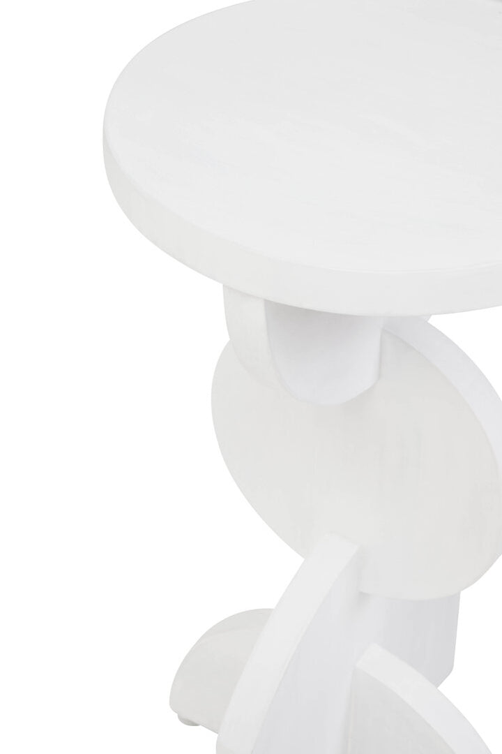 Knutsford Whitewash Mango Wood Abstract Side Table – Sculptural Accent Table