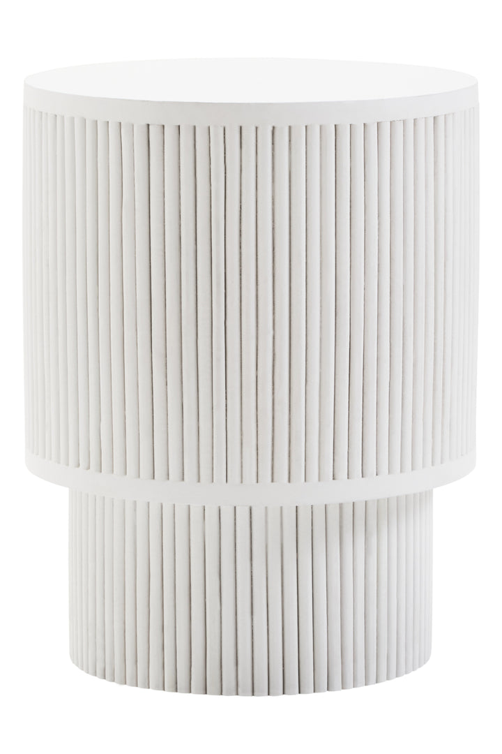 Walsa Side Table in Whitewash Mango Wood with Ridge Detail