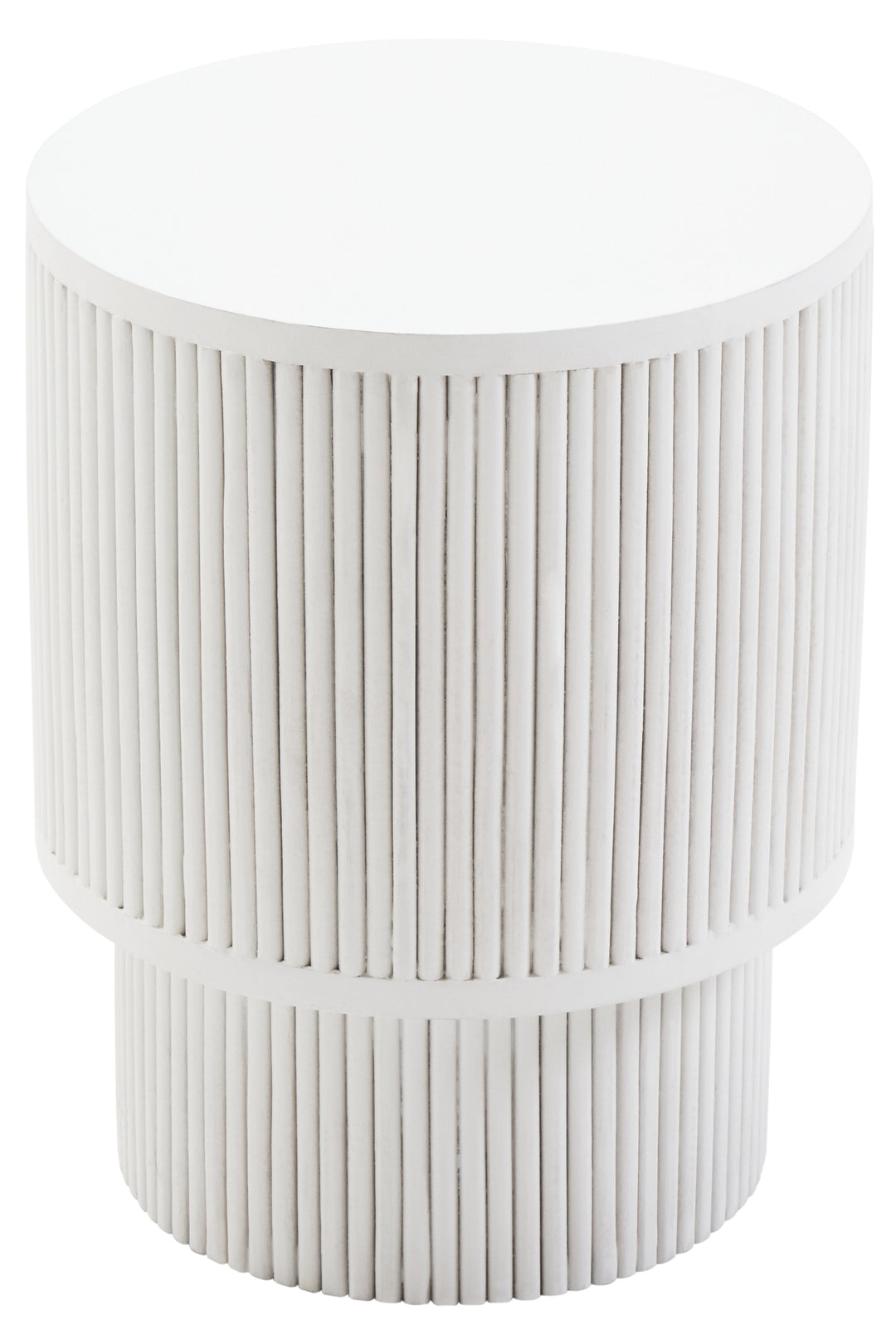 Walsa Side Table in Whitewash Mango Wood with Ridge Detail