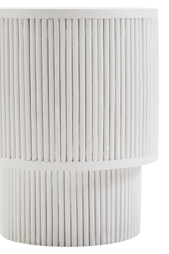 Walsa Side Table in Whitewash Mango Wood with Ridge Detail