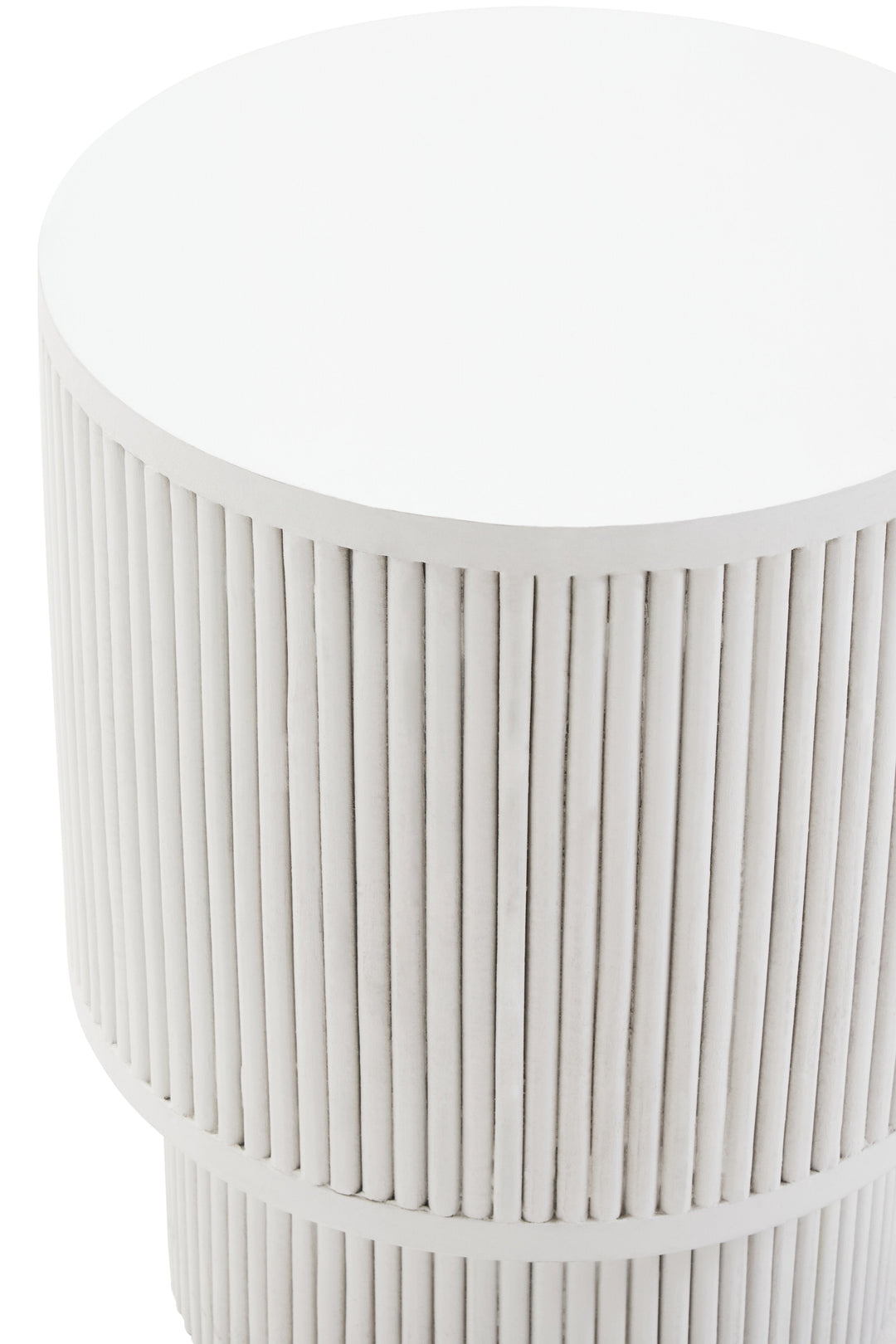 Walsa Side Table in Whitewash Mango Wood with Ridge Detail