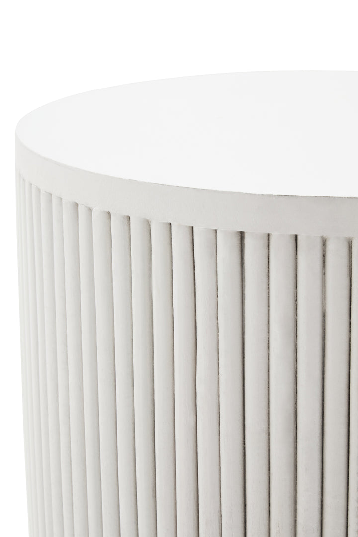 Walsa Side Table in Whitewash Mango Wood with Ridge Detail
