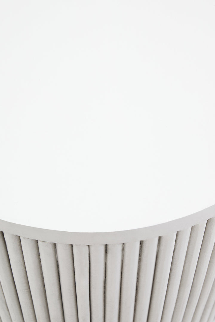 Walsa Side Table in Whitewash Mango Wood with Ridge Detail