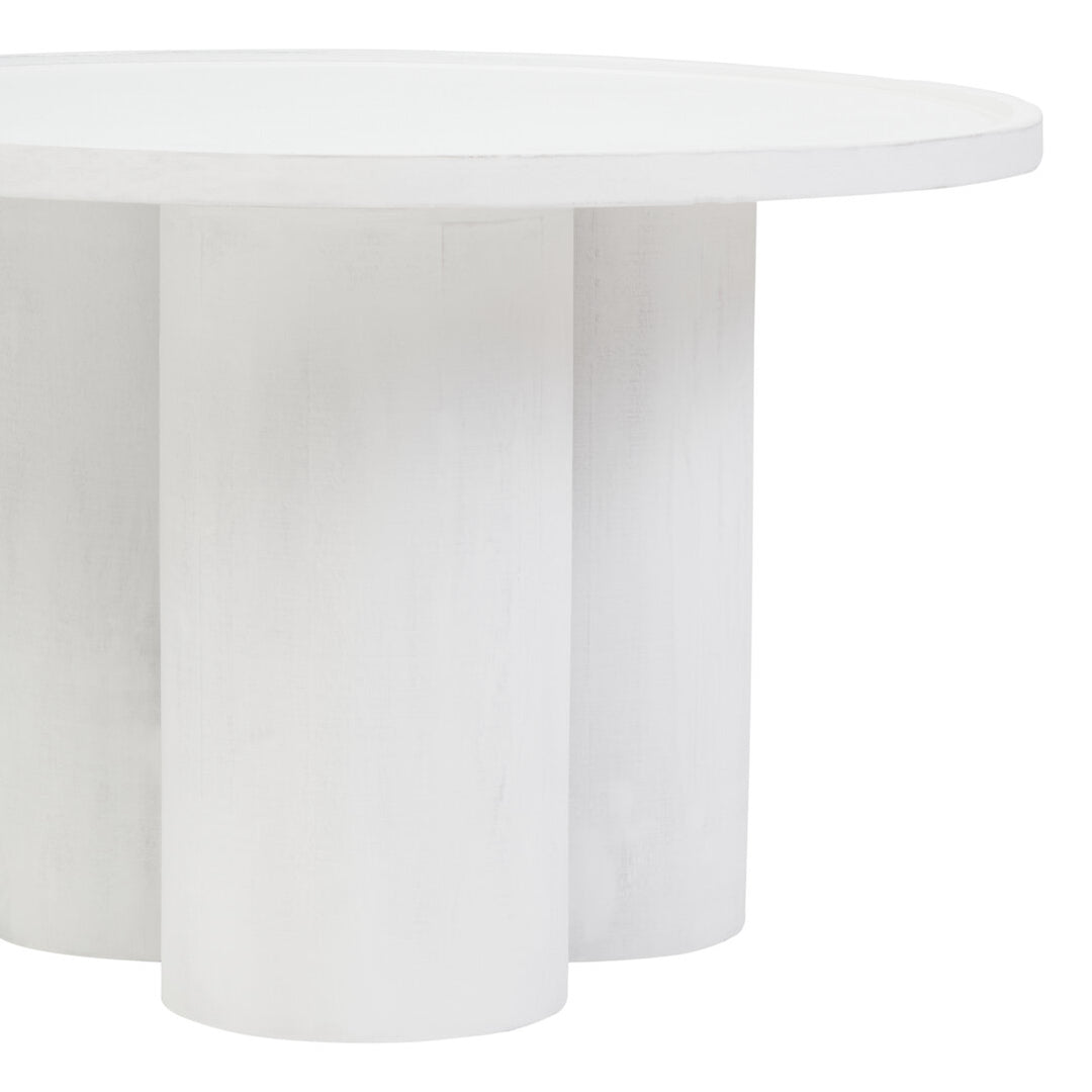 Knutsford Whitewash Mango Wood Column Detail Coffee Table – Sculptural Contemporary Coffee Table