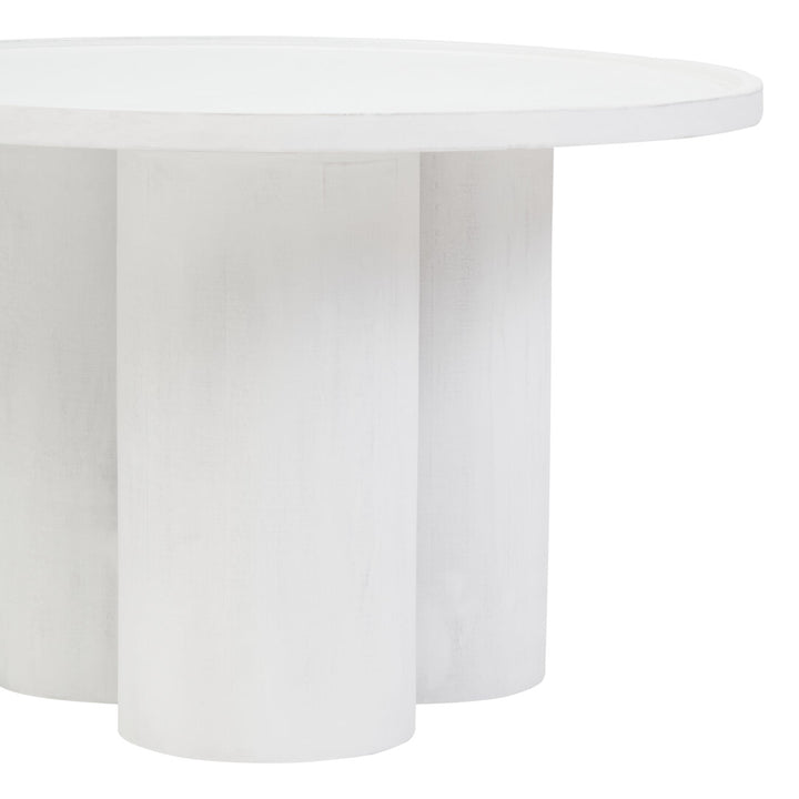 Knutsford Whitewash Mango Wood Column Detail Coffee Table – Sculptural Contemporary Coffee Table