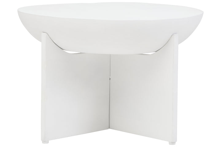 Walsa Round Coffee Table in Whitewashed Mango Wood Finish