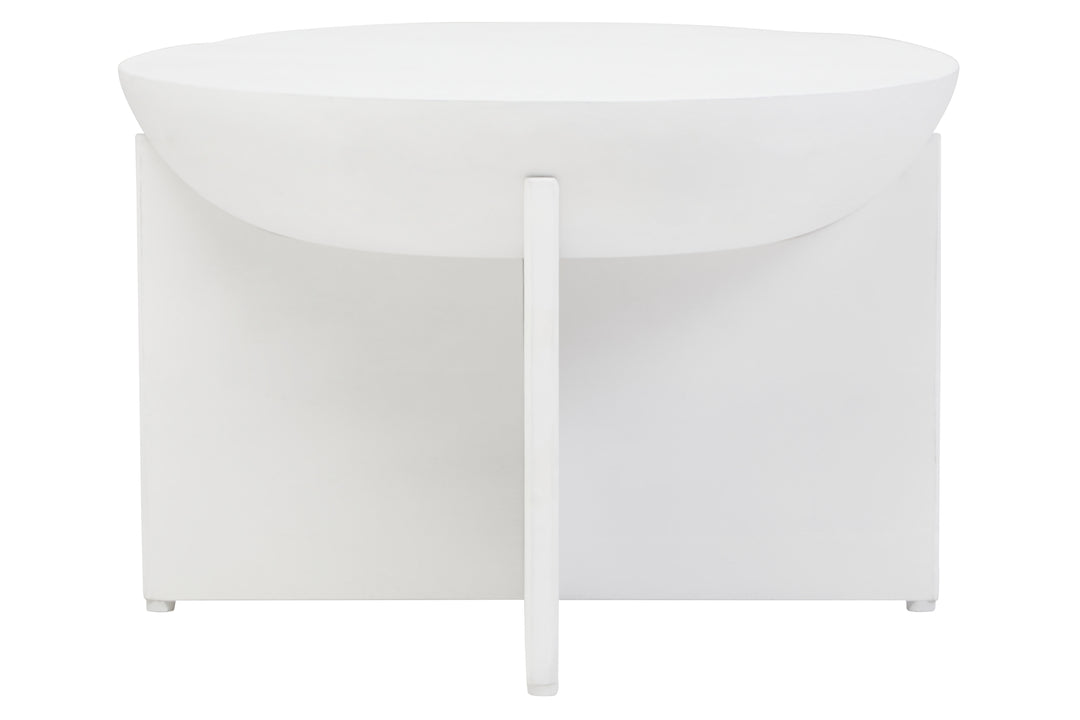 Walsa Round Coffee Table in Whitewashed Mango Wood Finish