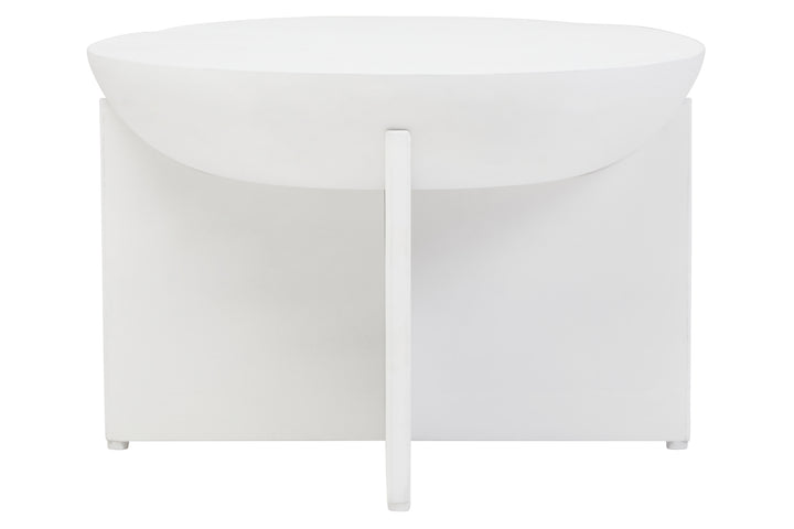 Walsa Round Coffee Table in Whitewashed Mango Wood Finish