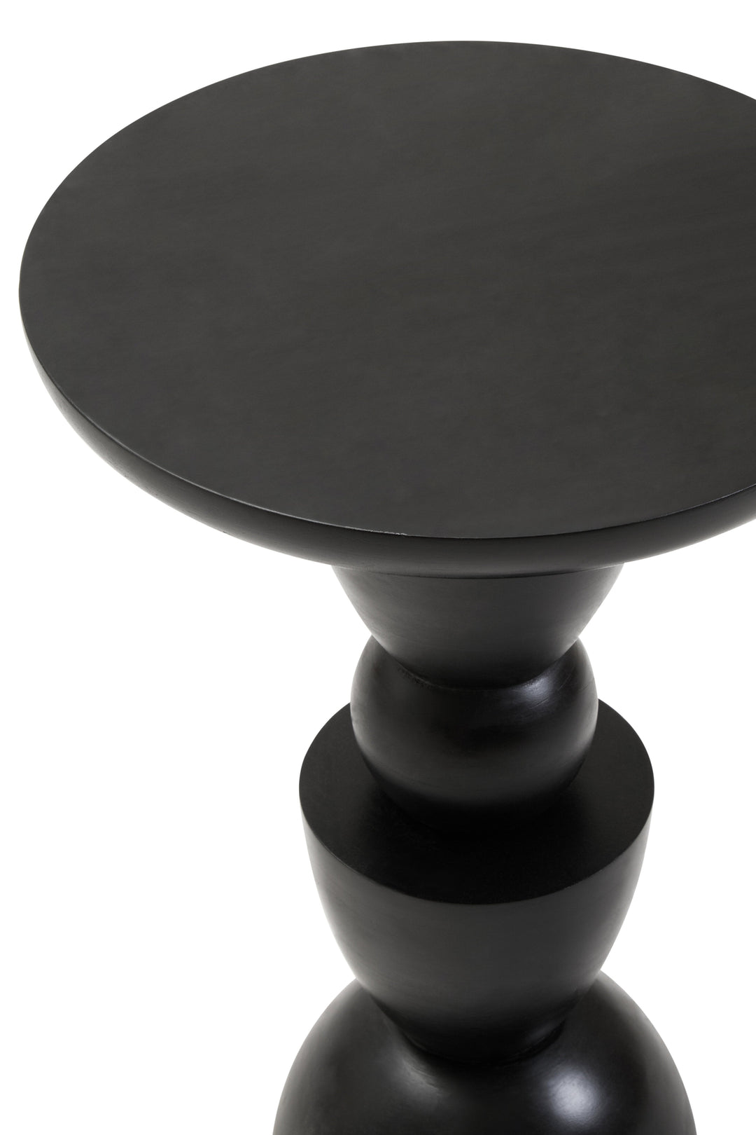 Walsa Side Table in Black Mango Wood with Circle Column Detail