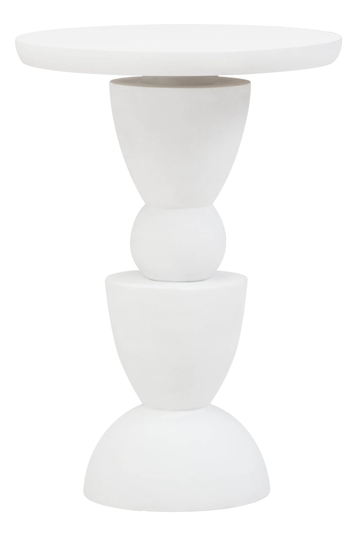 Walsa Side Table in Whitewash Mango Wood with Circle Column Detail
