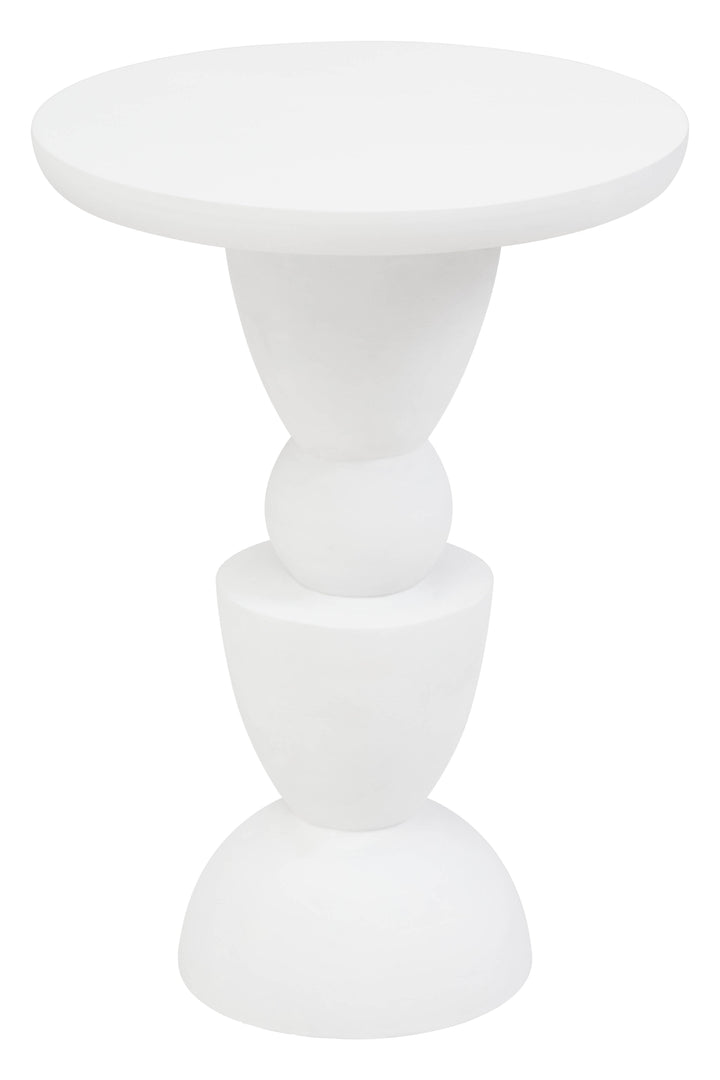 Walsa Side Table in Whitewash Mango Wood with Circle Column Detail