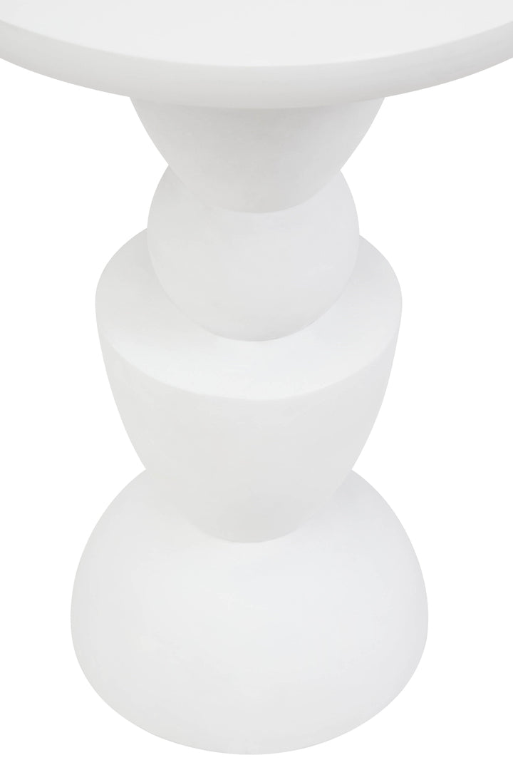 Walsa Side Table in Whitewash Mango Wood with Circle Column Detail