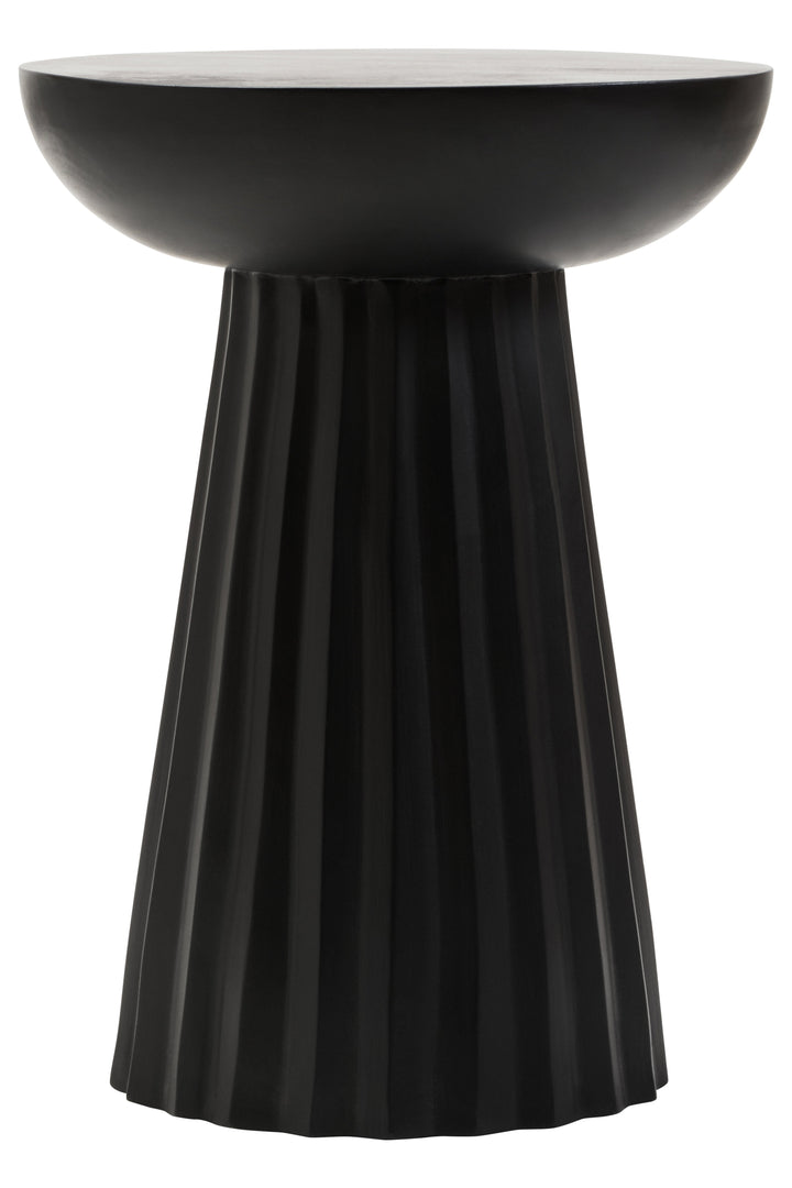 Walsa Black Finish Mango Wood Carved Ridge Side Table