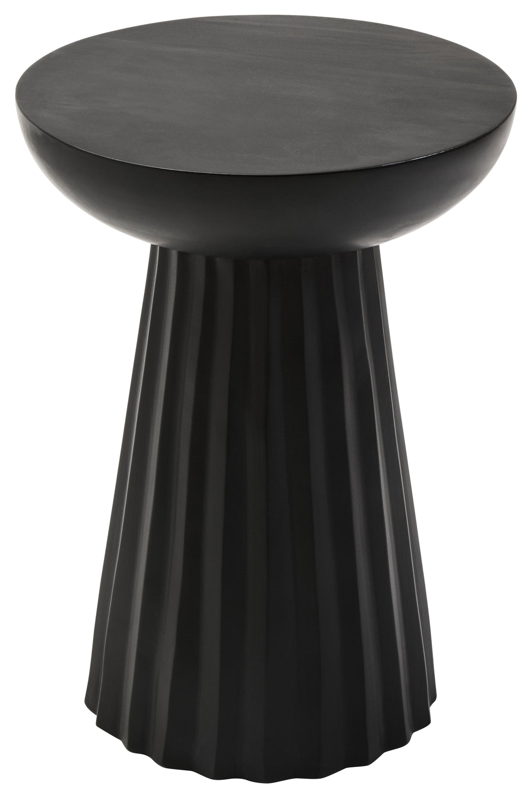 Walsa Black Finish Mango Wood Carved Ridge Side Table