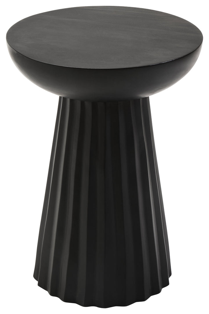 Walsa Black Finish Mango Wood Carved Ridge Side Table