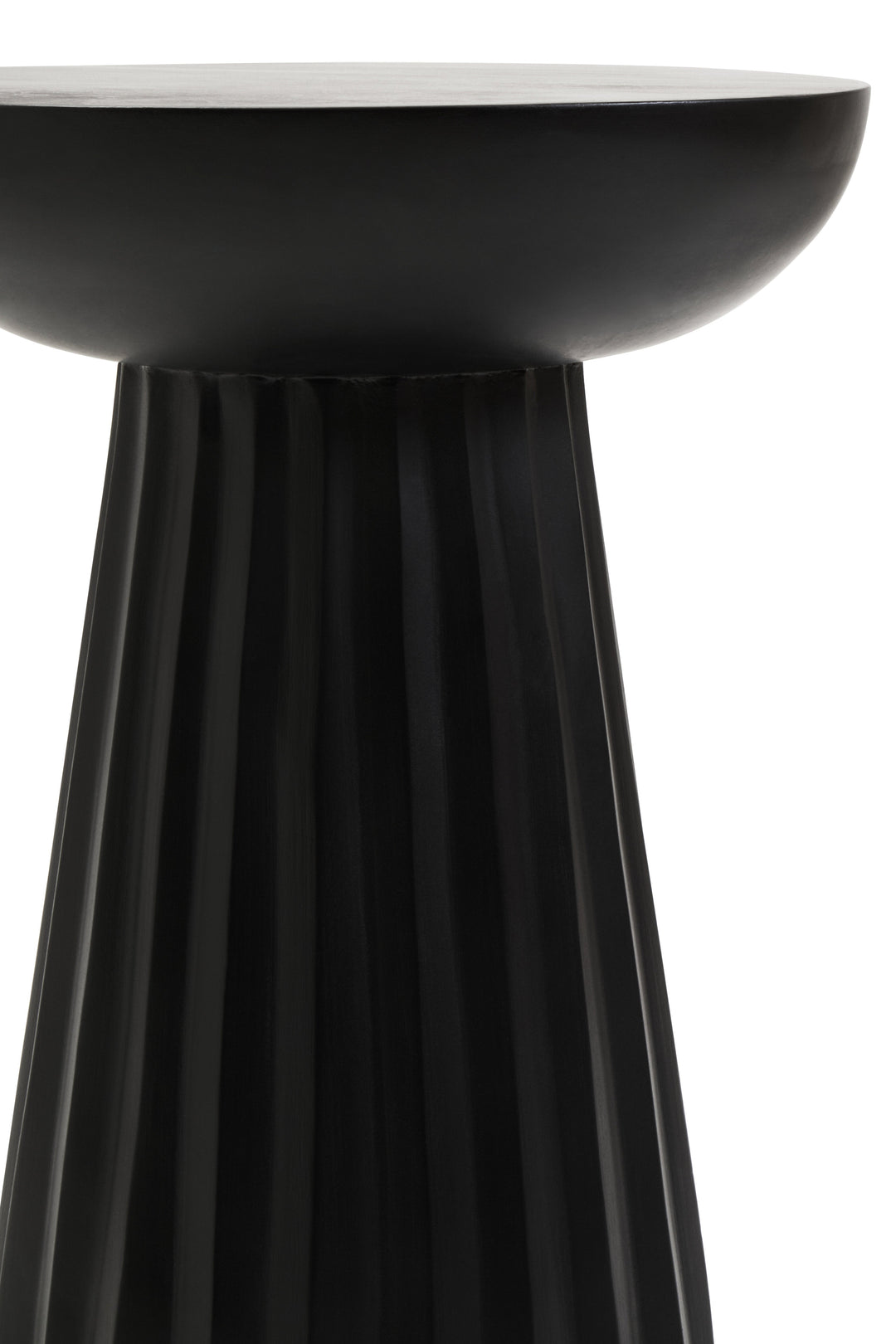 Walsa Black Finish Mango Wood Carved Ridge Side Table