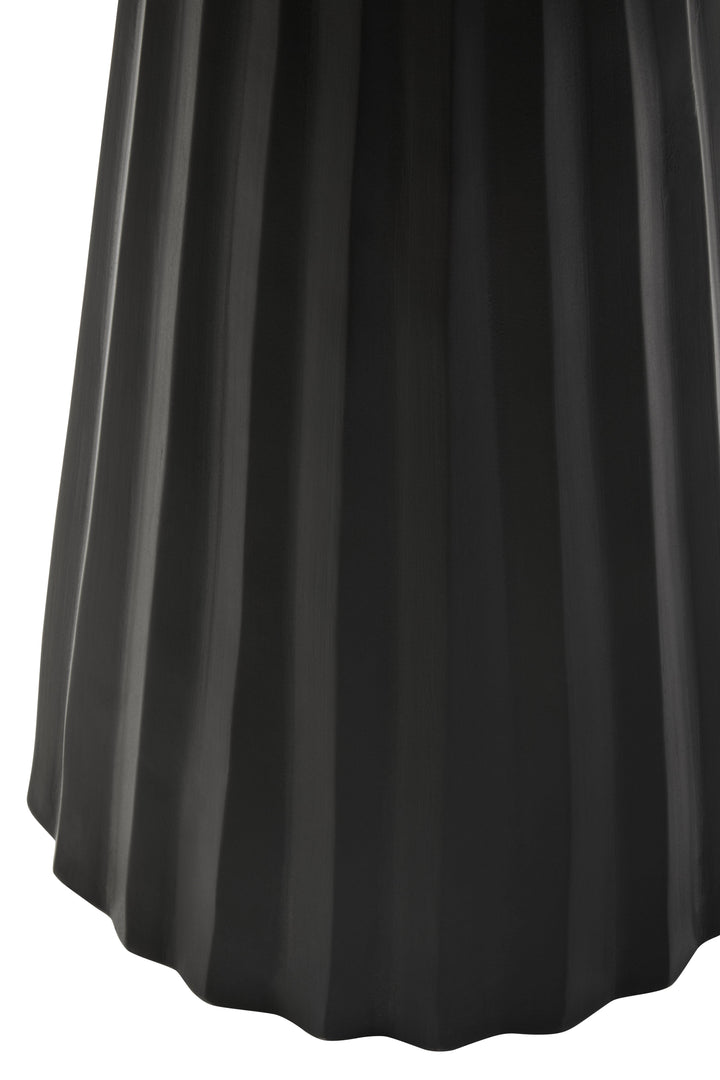 Walsa Black Finish Mango Wood Carved Ridge Side Table