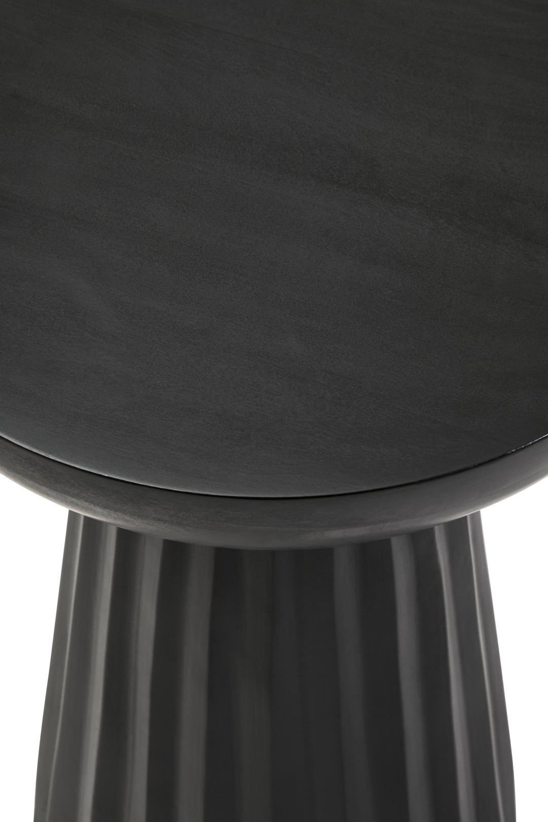 Walsa Black Finish Mango Wood Carved Ridge Side Table