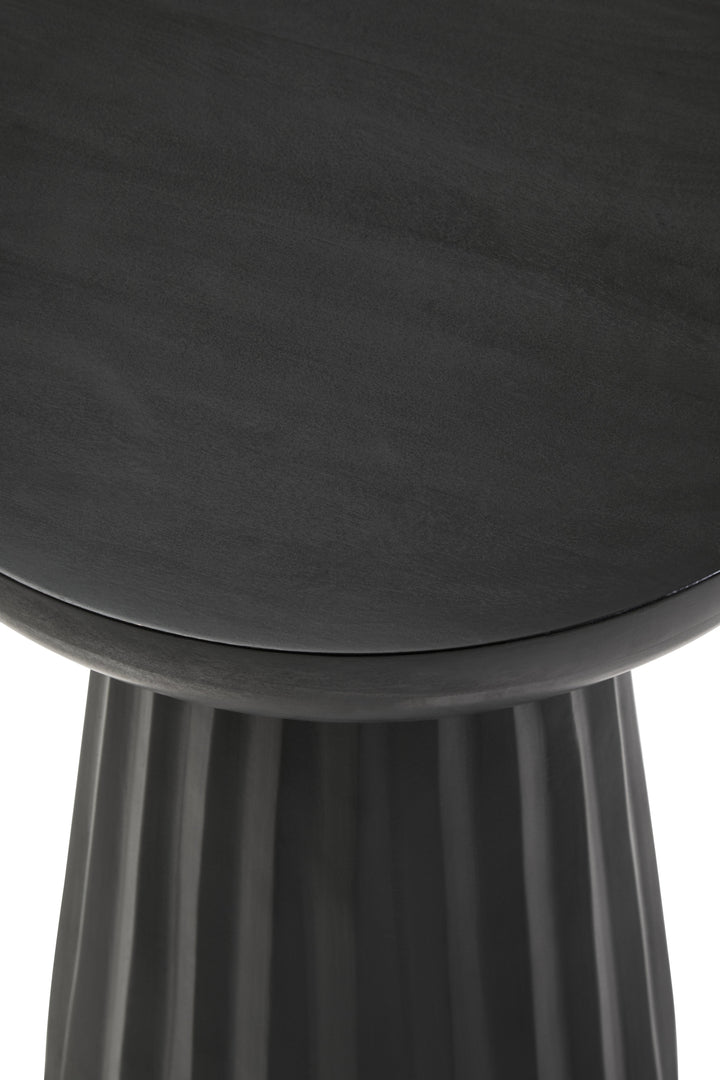 Walsa Black Finish Mango Wood Carved Ridge Side Table