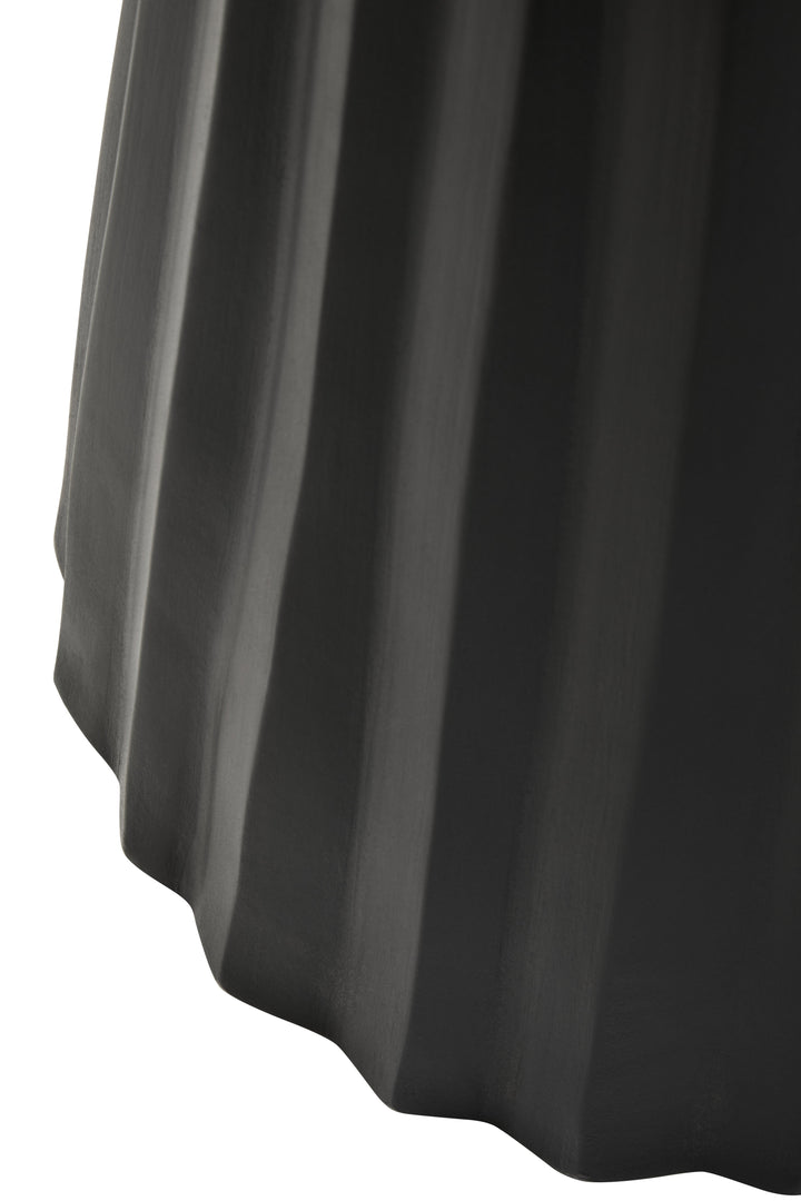 Walsa Black Finish Mango Wood Carved Ridge Side Table