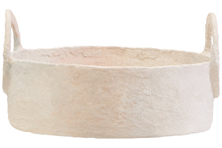 Cotton Mache Decorative Tray Round Ravessa with Handles