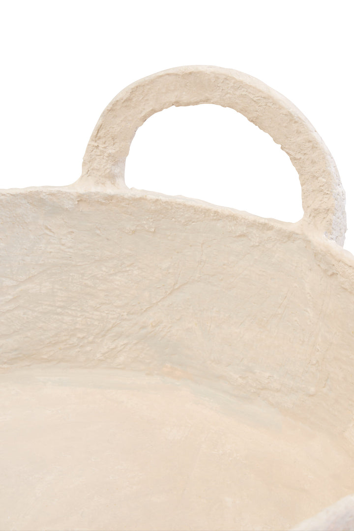 Cotton Mache Decorative Tray Round Ravessa with Handles