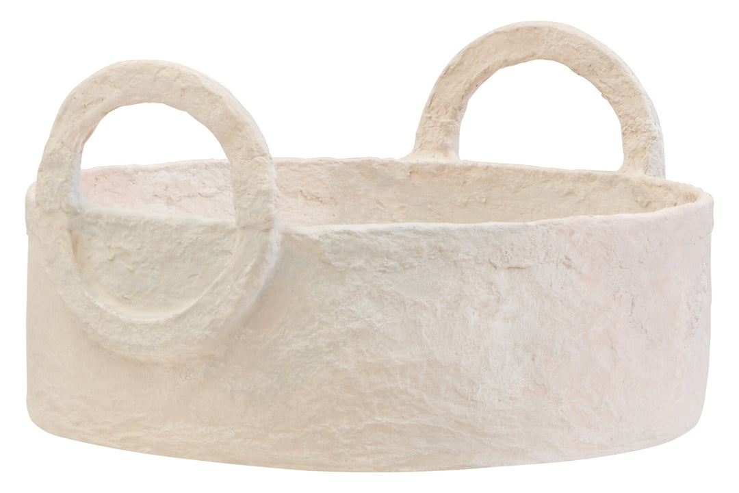Cotton Mache Decorative Tray Round Ravessa with Handles