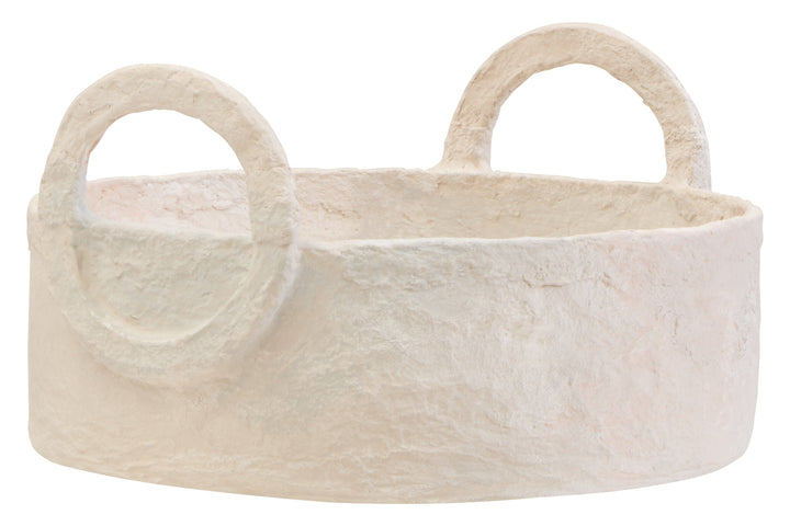 Cotton Mache Decorative Tray Round Ravessa with Handles