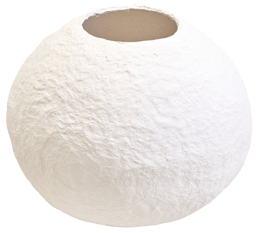 Vase Cotton Ravessa Mache White Large Round