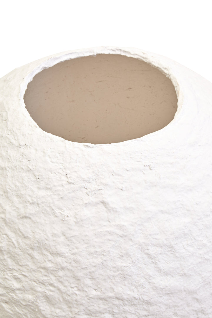 Vase Cotton Ravessa Mache White Large Round