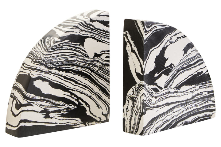 White Black Bookends Two of Set Delmorae And Marble