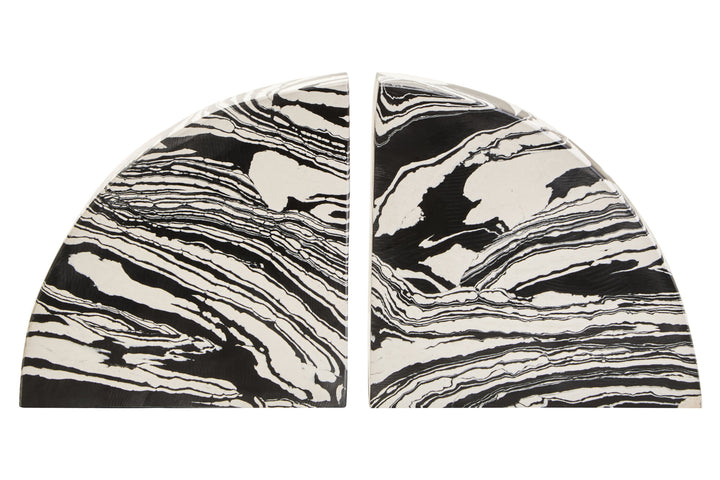 White Black Bookends Two of Set Delmorae And Marble