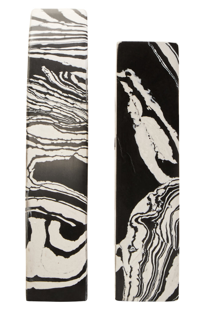 White Black Bookends Two of Set Delmorae And Marble