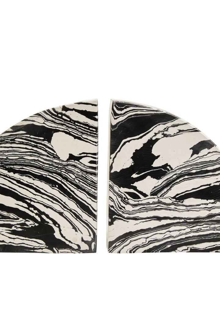 White Black Bookends Two of Set Delmorae And Marble