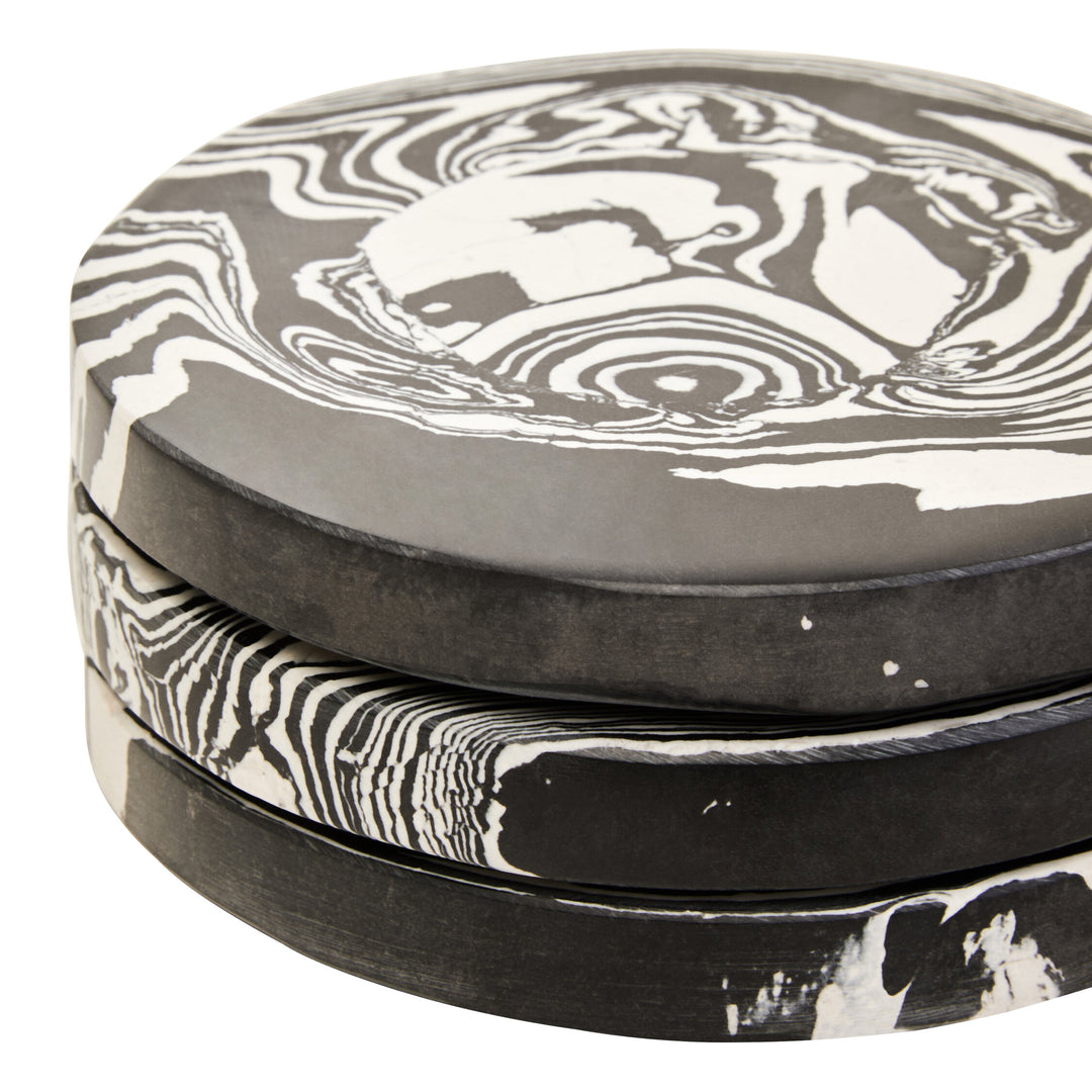 Four Marble Set Black White of Delmorae and Coasters