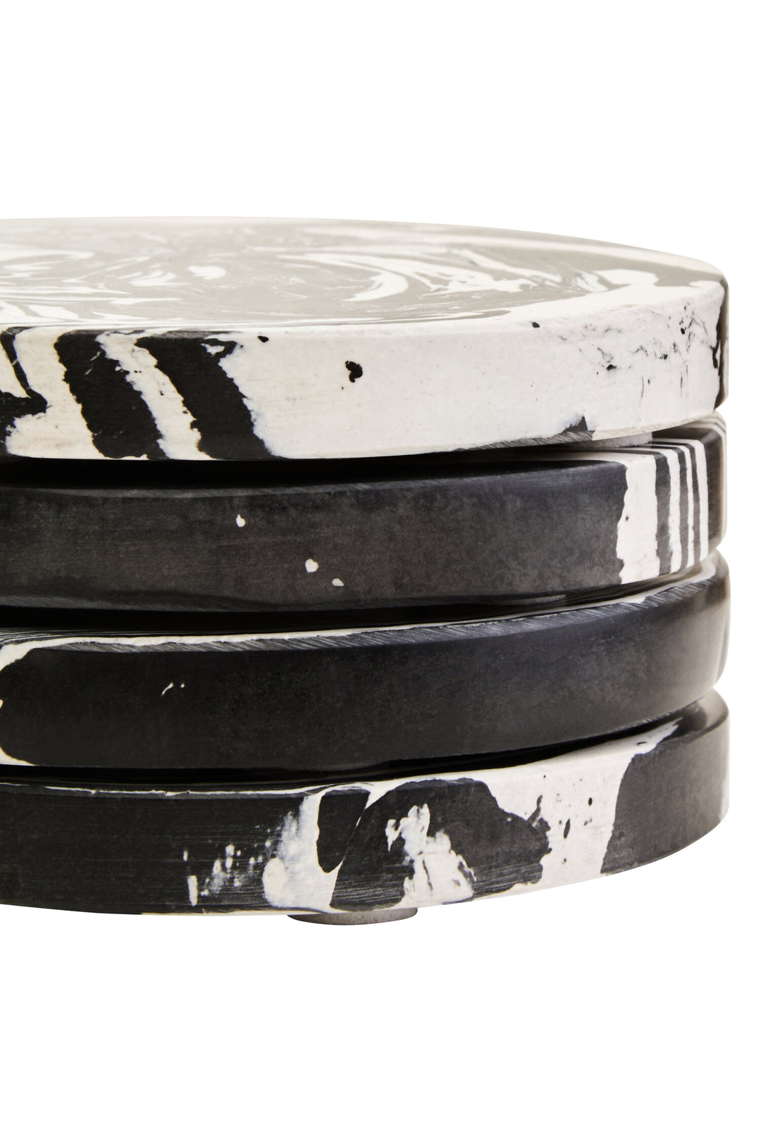 Four Marble Set Black White of Delmorae and Coasters