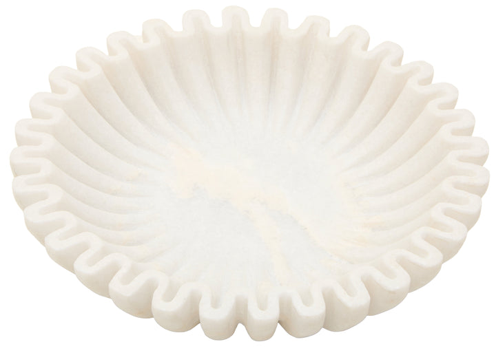 Savio Small White Fluted Marble Decorative Bowl