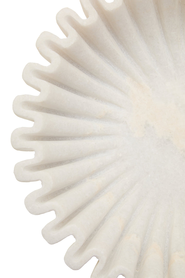 Savio Small White Fluted Marble Decorative Bowl