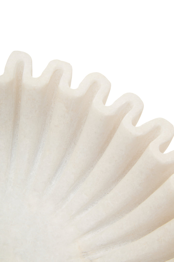 Savio Small White Fluted Marble Decorative Bowl