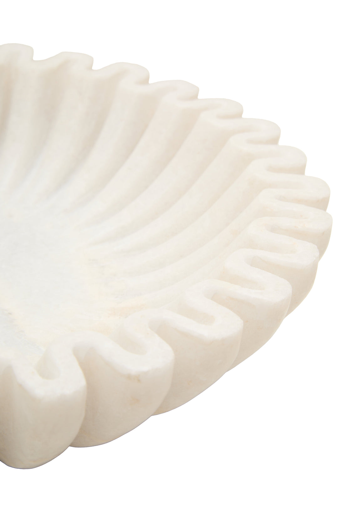 Savio Small White Fluted Marble Decorative Bowl