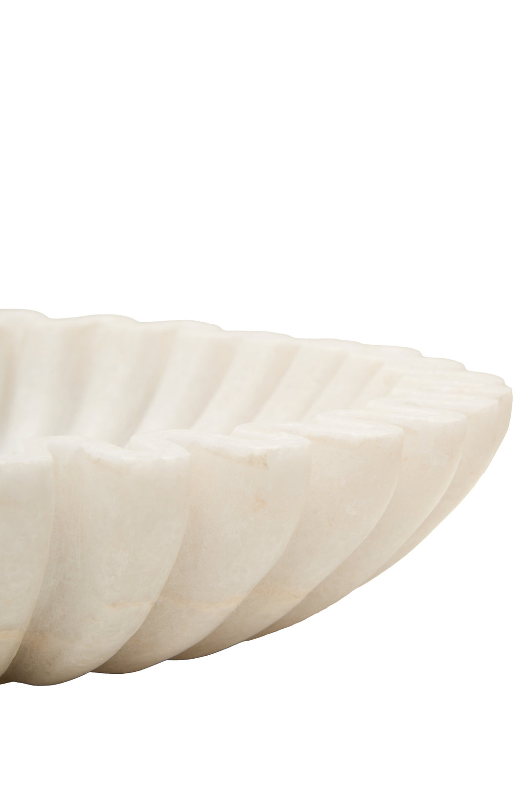 Savio Small White Fluted Marble Decorative Bowl